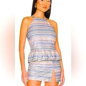 Amanda Uprichard Amy halter Tank Top | Toulouse glitter striped Size large